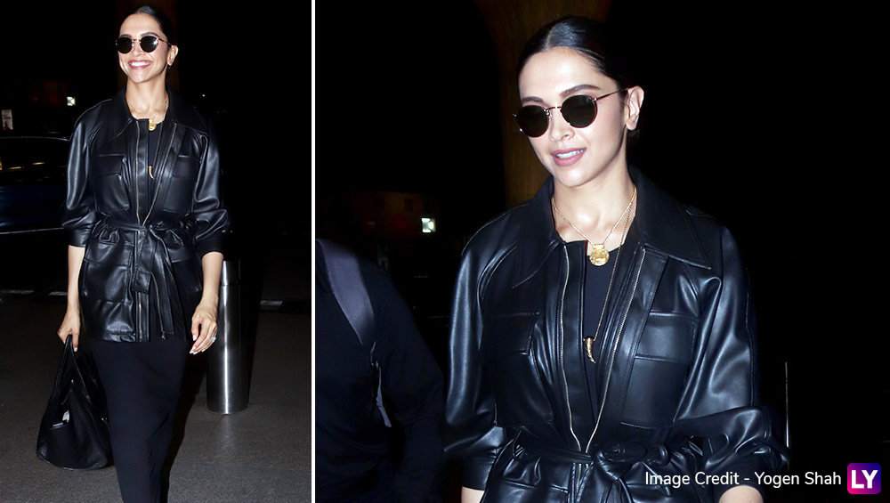 Deepika Padukone's Latest All Black Airport Look With the Leather ...