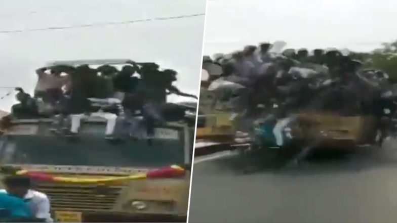 Chennai: College Students Fall Off Moving Buses During Bus Day Celebrations, Watch Video