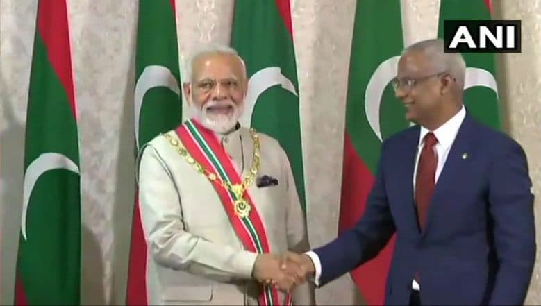 The prestigious award was presented to Modi by President Ibrahim Mohamed Solih.