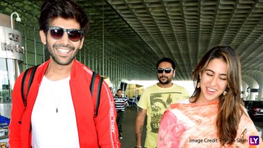 Sara Ali Khan and Kartik Aaryan Can't Control Their Laughter As They Get Snapped At Mumbai Airport! View Pics