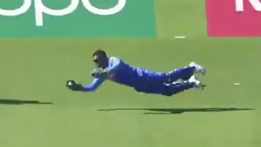 MS Dhoni Catch Video: Wicket-Keeper Takes One-Handed Stunner to Dismiss Carlos Brathwaite During IND vs WI CWC19 Match