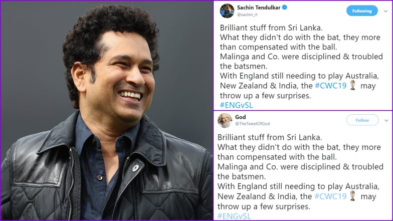 'God' Copies Sachin Tendulkar's Tweet Congratulating Sri Lanka Team For Win Against England