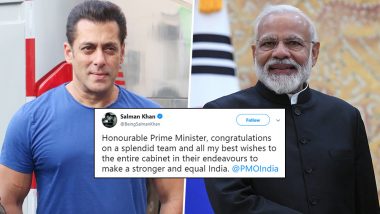 Salman Khan Congratulates PM Narendra Modi, Says Best Wishes to the New Cabinet for Making a Stronger and Equal India - Read Tweet!