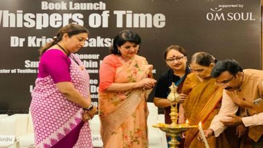 Union Textiles Minister Smriti Irani Launches Author Dr Krishna Saksena's Fiction 'Whispers of Time'