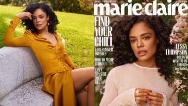 Tessa Thompson Lets Her Curls Down And Looks Stunning In The Cover Of Marie Claire Magazine - View Pics