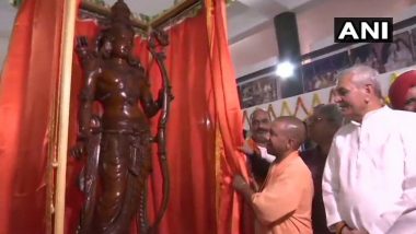 Uttar Pradesh CM Yogi Adityanath Unveils Lord Ram Statue Worth Rs 35 Lakh in Ayodhya
