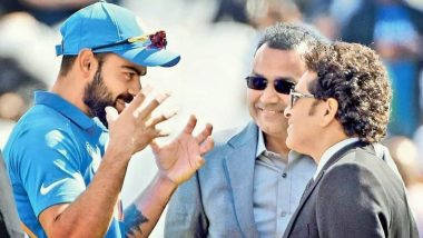 Virat Kohli Revels in the Company of Legends Sachin Tendulkar and Virender Sehwag Following India’s Win Over Australia in CWC 2019; See Post