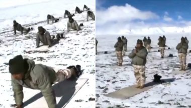 International Day of Yoga 2019: ITBP Jawans Brave Biting Cold to Perform Asanas at 18,000 Feet Altitude in Ladakh Ahead of June 21 (Watch Viral Video)