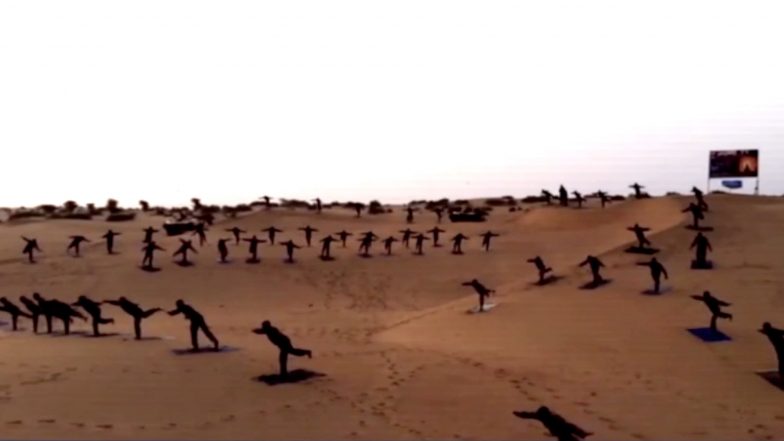 International Day of Yoga 2019: Indian Army Performs Yoga on Sand Dunes of Rajasthan&rsquo;s Jaisalmer