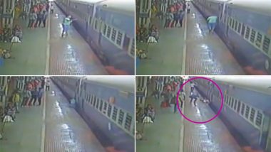 Odisha Miracle: Man Survives After Falling on Tracks Through Gap Between Platform and Train in Jharsuguda; Watch Video
