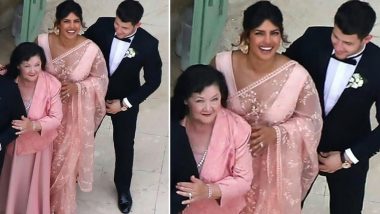 Joe Jonas and Sophie Turner Wedding: Priyanka Chopra Goes Traditional, Steals the Show in a Gorgeous Peach Saree - See Pics