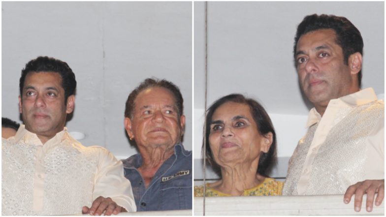 Salman Khan Makes a Special Eid Appearance with His Father and Mother – See Pics