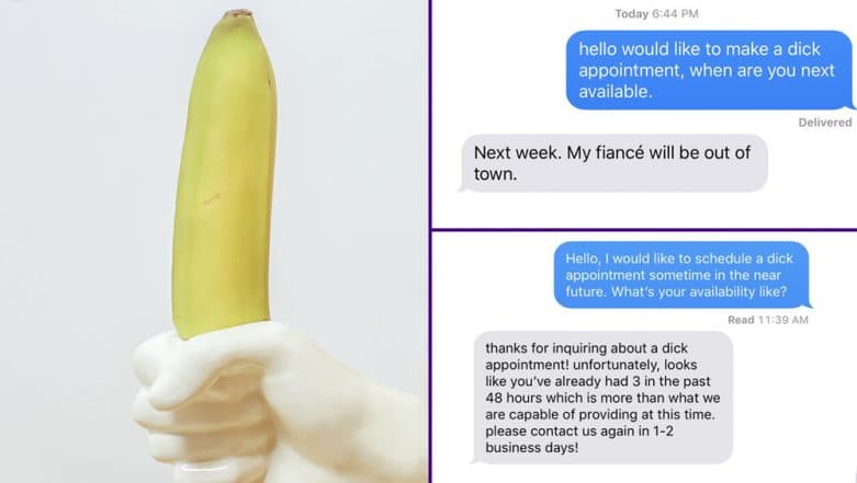 ‘Dick Appointment’ Text Challenge Is Going Viral on Twitter! Check Out Funny Responses From the Men ‘Dick Appointment’ Text Challenge Is Going Viral on Twitter! Check Out Funny Responses From the Men