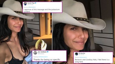 Padma Lakshmi Shares Selfie in Cleavage-Flashing Bra With Cowboy Hat and Banana Peel! Twitter Is Coming Up With Quirky Reactions on the Hot Pic