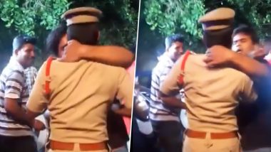 Drunk Man in Telangana Kisses and Hugs Cop During Bonalu Festival in Hyderabad, Watch Video