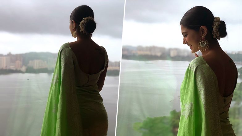 Bepannaah Actress Jennifer Winget Stuns in a Green Saree at Her Friend’s Wedding (View Pics)