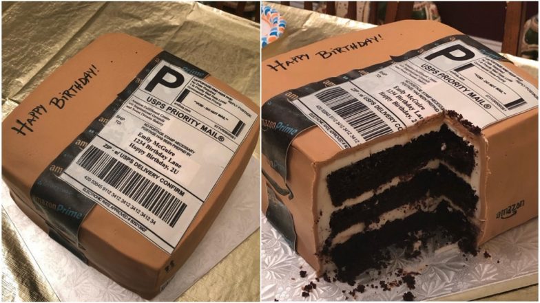 Husband Gets an Amazon Shopping Box Shaped Cake For His Shopoholic Wife, Pics Go Viral