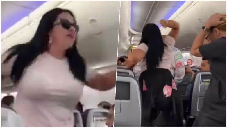 Angry Girlfriend Smashes Laptop on Boyfriend's Head For Looking at Other Women in Flight, Watch Shocking Viral Video Angry Girlfriend Smashes Laptop on Boyfriend's Head For Looking at Other Women in Flight, Watch Shocking Viral Video