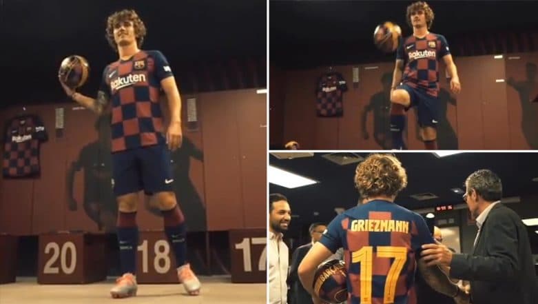 Antoine Griezmann Visits Barcelona FC Dressing Room for The First Time