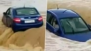 Chhattisgarh Monsoon Effect: Car Washed Away in Flood Water in Ambikapur, Watch Video