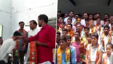 Uttar Pradesh BJP MLA Sushil Singh Distributes Party Scarves To Students, Accused of Carrying Out Membership Drive at a School