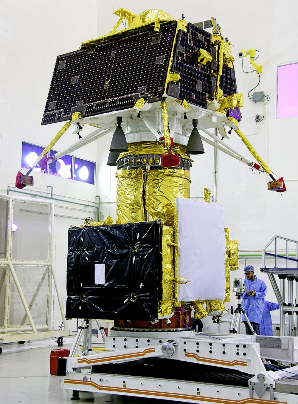 Vikram lander mounted atop of the orbiter of Chandrayaan 2. (Photo Credit: ISRO)