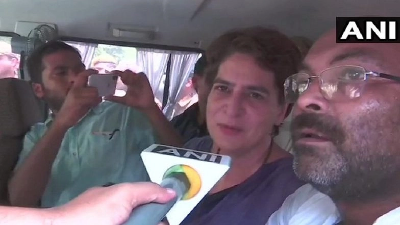 Priyanka Gandhi Detained On Her Way to Meet Victims of Sonbhadra Firing Incident, Says 'Don't Know Where They Are Taking Me'; Watch Video