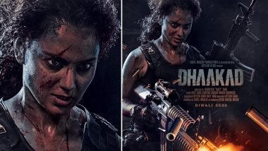 Dhaakad New Poster: Kangana Ranaut's Badass Look With a Scarred Face and Blazing Guns Will Leave You Impressed!
