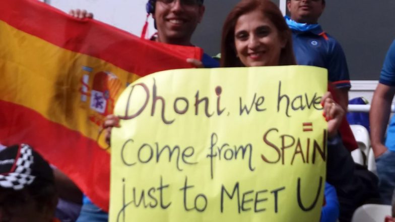 This MS Dhoni Fan Travelled All The Way From Spain to England to Support Indian Wicket-Keeper in IND vs BAN World Cup 2019 Match (View Pic)