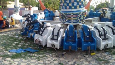Kankaria Adventure Park Ride Accident: Video Captures Horrific 'Discovery Joyride' Collapse in Ahmedabad’s Balvatika Amusement Park; 2 Dead, 29 Injured