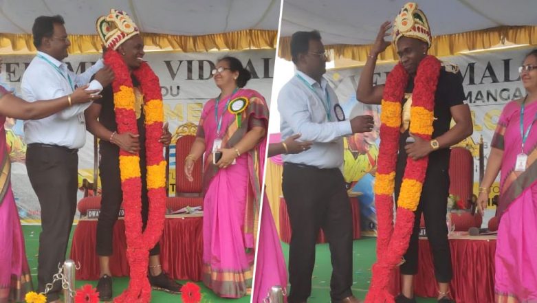 Former West Indies Captain All-Rounder Dwayne Bravo Visits a School in Chennai