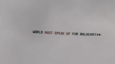 'World Must Speak Up For Balochistan' Banner Flies Above Edgbaston Cricket Stadium During CWC 2019 Australia vs England Semi-Final (Watch Video)