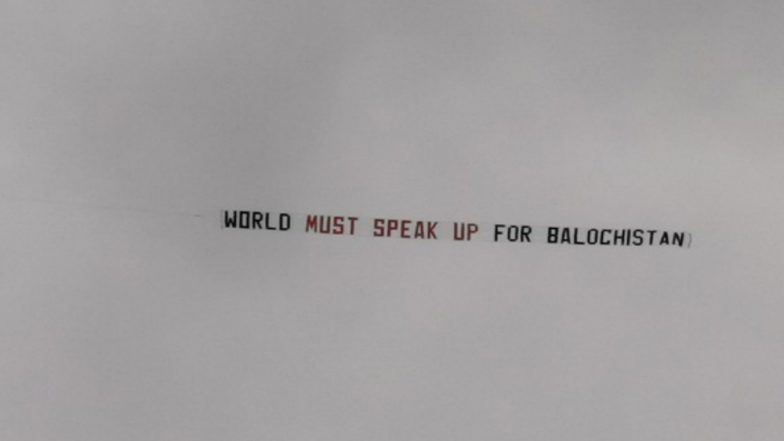 'World Must Speak Up For Balochistan' Banner Flies Above Edgbaston Cricket Stadium During CWC 2019 Australia vs England Semi-Final (Watch Video)