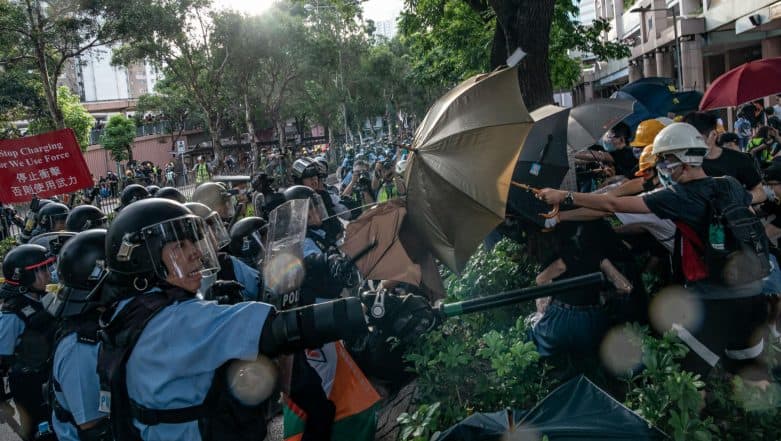 Hong Kong Protesters Clash With Police After Anti-Extradition March Ends Hong Kong Protesters Clash With Police After Anti-Extradition March Ends