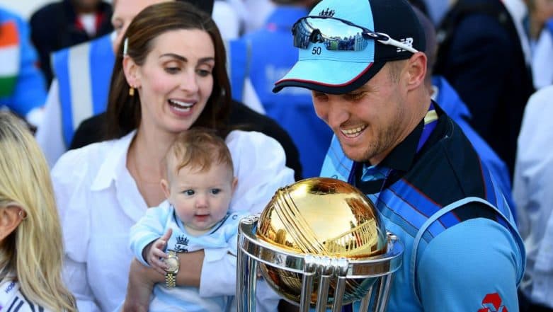 Jason Roy’s Four-Month-Old Daughter Looking Cutely at World Cup 2019 Trophy