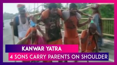 Kanwar Yatra: Four Sons Carry Their Parents on Shoulder for the Yatra of Lord Shiva