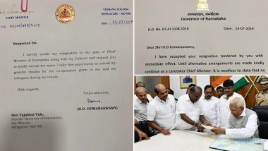 HD Kumaraswamy Submits Resignation to Karnataka Governor, Vajubhai Vala Accepts it With Immediate Effect