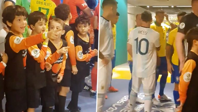 Mascot Children’s Reaction on Seeing Lionel Messi is Just Too Cute to Be Missed (Watch Video)