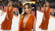 Margot Robbie Looks Heavenly In A Stunning Orange Chiffon Oscar de la Renta Gown At The Premiere of Once Upon A Time In Hollywood