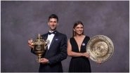 Wimbledon 2019 Champions&rsquo; Dinner: Novak Djokovic, Simona Halep Pose With Gentlemen&rsquo;s Singles Trophy and Venus Rosewater Dish