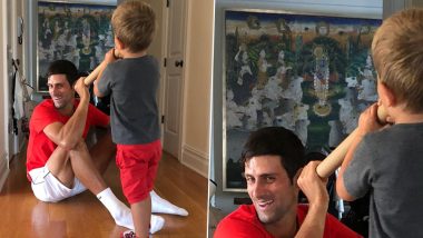 Is Novak Djokovic a Devotee of Lord Krishna? This Viral Pic of Tennis Star Playing With His Kids is A Proof