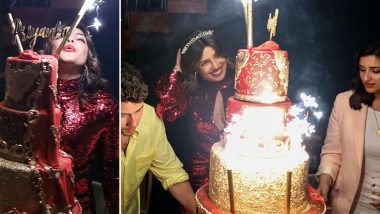 Sorry Priyanka Chopra But Your Red-Golden Shimmery Birthday Cake Is The Real Star of The Party - View Pics