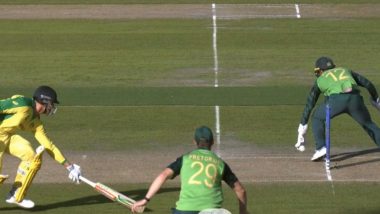 Quinton De Kock Does a MS Dhoni to Run-Out Marcus Stoinis With Brilliant Piece of Fielding During AUS vs SA CWC 2019 Game (Watch Video)