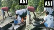 Rhino Calf Saved From Drowning in Water by Rescuers at Kaziranga National Park, Watch Video