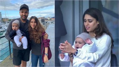 Rohit Sharma Shares Pic of Wife Ritika Sajdeh Praying With 'Crossed Fingers' With Daughter Samaira During IND vs SL Match With a Special Caption, See Pic