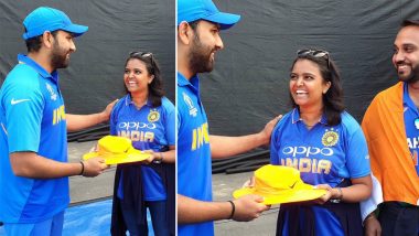 Rohit Sharma Gifts Signed Hat to Team India Fan Hit by His Shot During India vs Bangladesh ICC Cricket World Cup 2019 Match (See Pics)