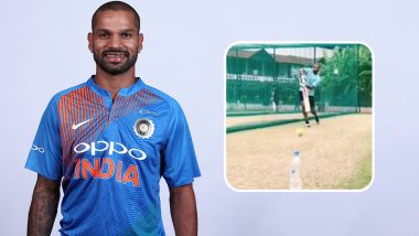 Shikhar Dhawan Picks Up Bat for First Time Post Thumb Injury But Fans Unhappy Over Water Wastage With Bottle Cap Challenge! Watch Video