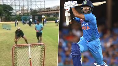 Shikhar Dhawan Toiling Hard for India’s Tour of West Indies 2019, Indian Opener Works on His Reflexes During Practice (Watch Video)