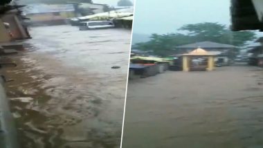 Maharashtra Rains: Streets Near Trimbakeshwar Temple in Nashik Flooded After Heavy Rainfall, Watch Video