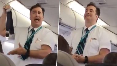 Flight Attendant's Dramatic Explanation of Safety Instructions Goes Viral (Watch Funny Video)